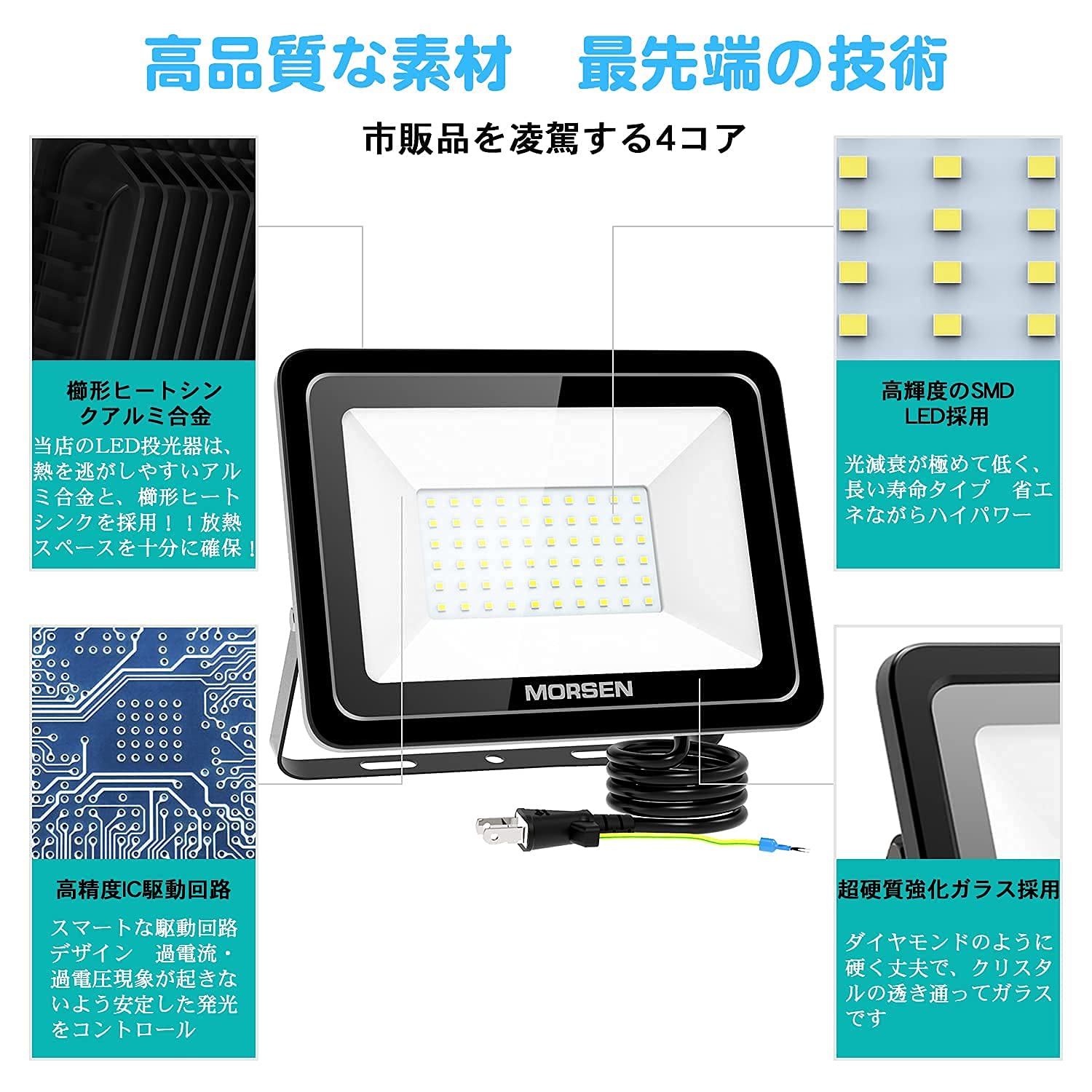 2セット　MORSEN LEDランプ Amazon.co.jp: MORSEN 投光器 80W 2セット led 10000ML 6500K 極